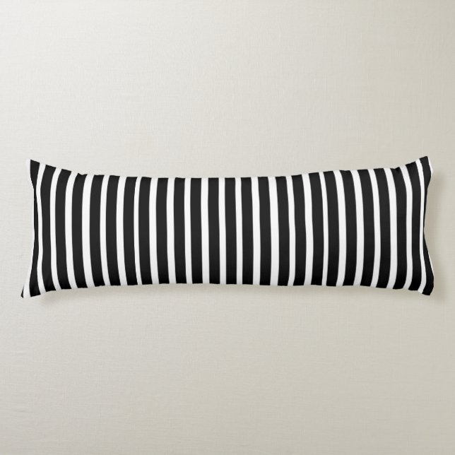 Coussins Longs Bandes noir et blanc personnalisées (Devant)