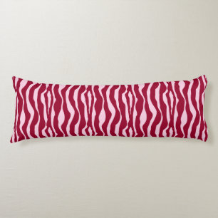 Coussins Longs Bandes zébrées - Bourgogne et rose