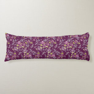 Coussins Longs Beau Motif de fleurs d'aquarelle violet vif