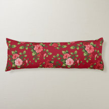 Beau Oreiller Motif Rose Rouge
