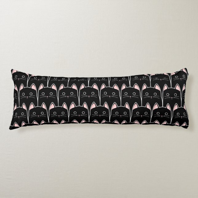 Coussins Longs Beaucoup de Motif de chats noirs (Devant)