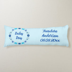 Coussins Longs Bébé bleu Papillons et fleurs personnalisés