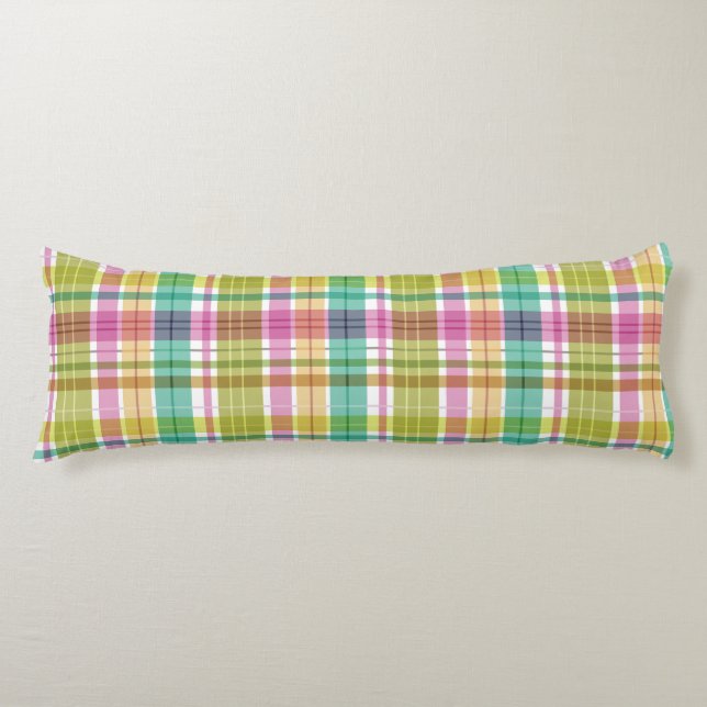 Coussins Longs Bébé Pastel Plaid Rose bleu vert (Devant)
