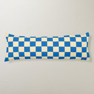 Coussins Longs Beige + Bleu Chèque À damiers Motif en damier