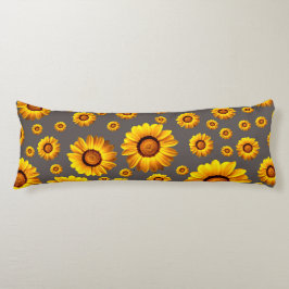 Coussins Longs Belles fleurs jaunes sur arrière - plan gris