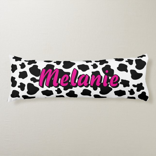 Coussins Longs Black and white cow spots personalized (Devant)