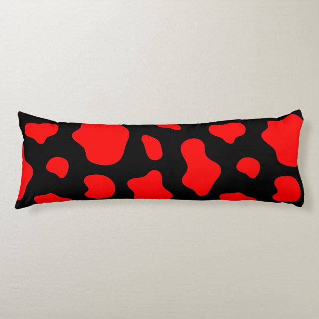 Coussins Longs Black Pillow with Red Spots. (Devant)