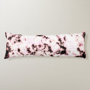 Coussins Longs Blanc Noir Rose Marbre Peinture Éclaboussure Abst