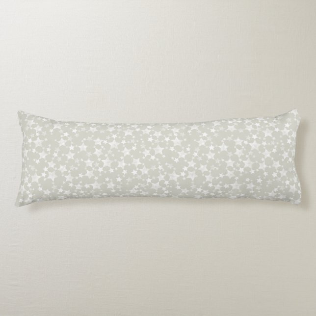 Coussins Longs Blanc sur beige | Motif d'étoiles d'impression Lin (Devant)