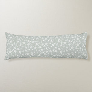 Coussins Longs Blanc sur gris-vert   Motif d'étoiles d'impression