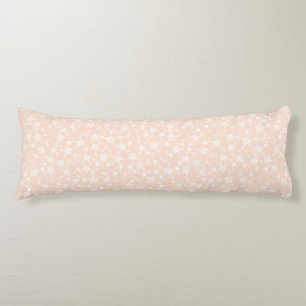 Coussins Longs Blanc sur Pêche/Apricot Motif d'étoiles d'impres