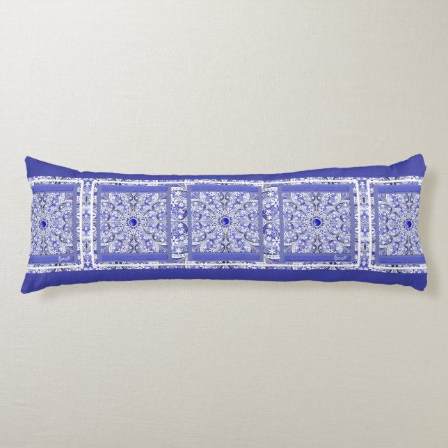 Coussins Longs Bleu de dentelle en céramique de Grèce (Devant)
