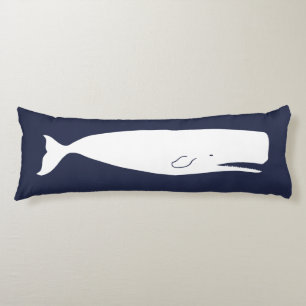 Coussins Longs Bleu marine de baleine blanche de marine nautique