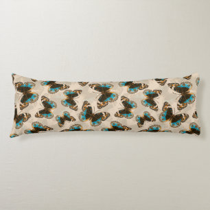 Coussins Longs Bleu motif papillon Pansy sur blanc