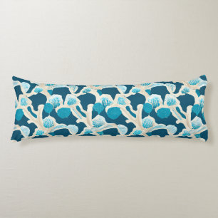 Coussins Longs Bleu Océan Abstrait Motif côtier