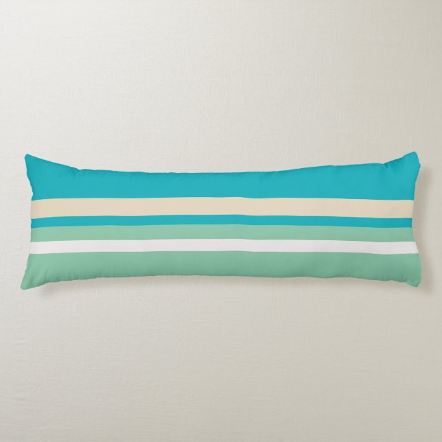 Coussins Longs Bleu sarcelle, vert et rayures turquoise  (Devant)