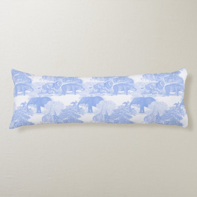 Coussins Longs Bleu Toile Animaux Chinoiserie Baby Boy Nursery (Devant)