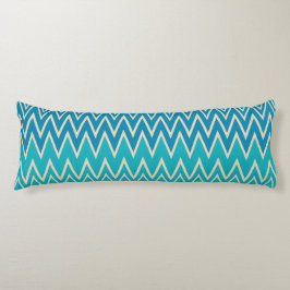 Coussins Longs Bleu turquoise, turquoise et vert Zigzags