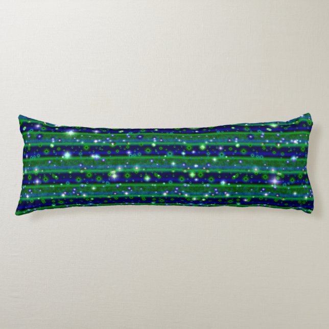 Coussins Longs Bleu vert rayures avec étoiles et Raindrops (Devant)