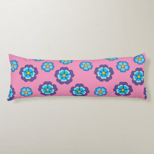 Coussins Longs Bleu Violet rose motif floral