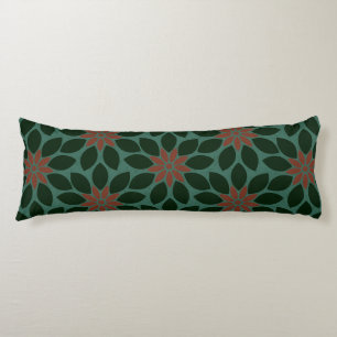 Coussins Longs Bloc Imprimer Carrelage Fleurs vert foncé rouge