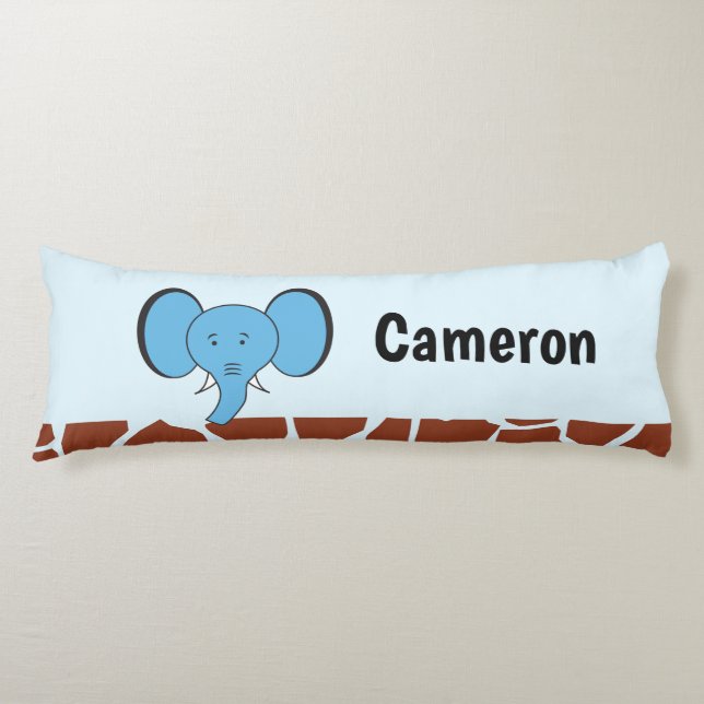 Coussins Longs Blue Elephant Safari Jungle Personnalisé (Devant)