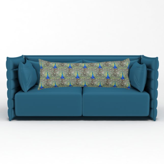 Coussins Longs Blue Peacock Plumlow Photo Motif Oreiller (In Situ)