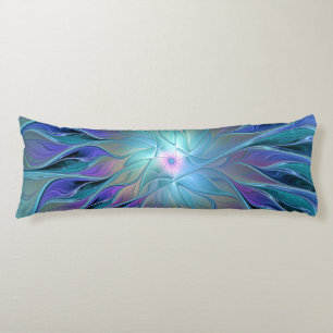 Coussins Longs Blue Purple Flower Dream Abstrait Fractal Art