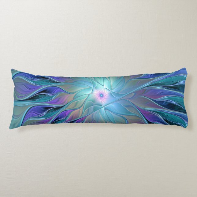 Coussins Longs Blue Purple Flower Dream Abstrait Fractal Art (Devant)
