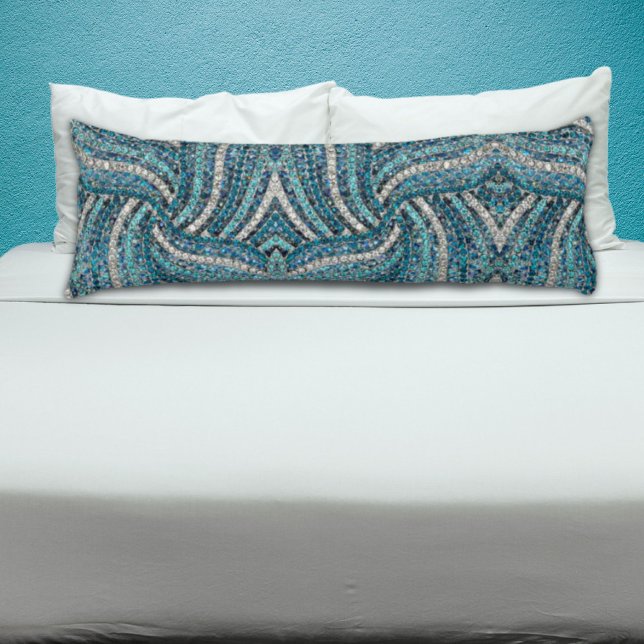 Coussins Longs bohème chic gris argenté bleu turquoise (bohemian girly chic silver gray turquoise blue body pillow)