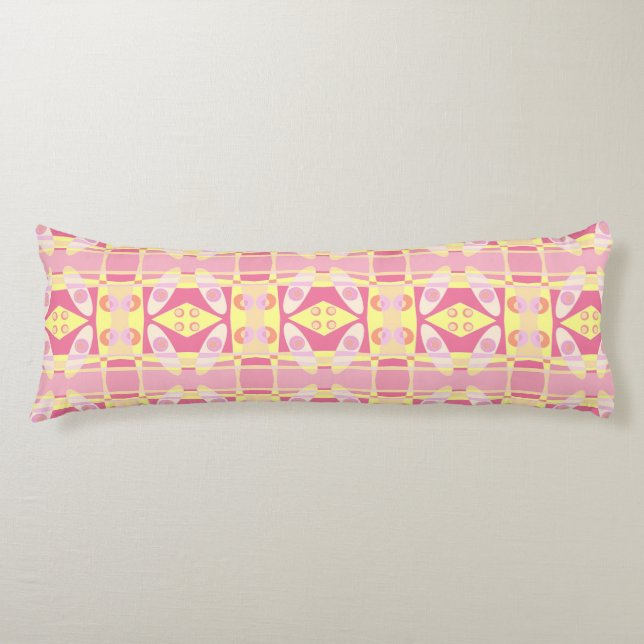 Coussins Longs Bohème Chintz 24 Bubblegum rose jaune orange (Devant)