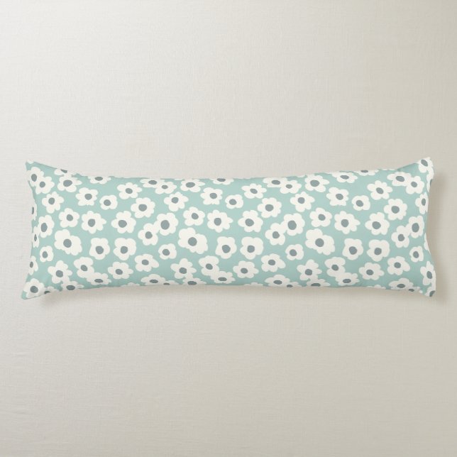 Coussins Longs Boho Sage Vert Gris Blanc Floral (Devant)
