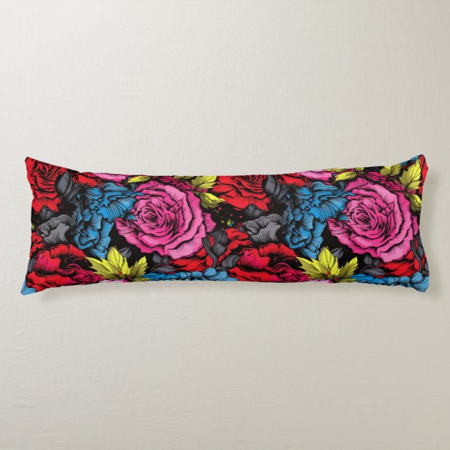 Coussins Longs Bold Punk Blooms Floral Body Pillow (Devant)