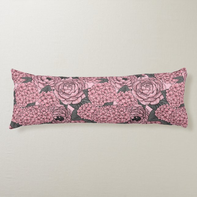 Coussins Longs Bouquet floral en rose (Devant)