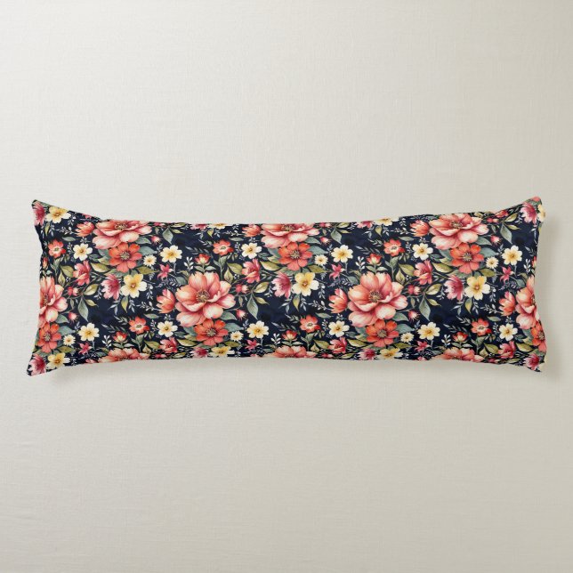 Coussins Longs Bouquets de fleurs tyroliennes sur l'oreiller de c (Devant)