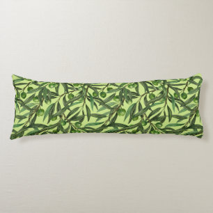 Coussins Longs Branches d'olive sur le vert miel