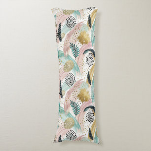Coussins Longs Brosse botanique et Abstraite or