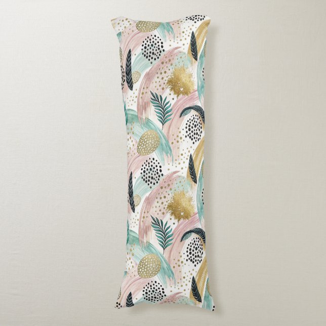 Coussins Longs Brosse botanique et Abstraite or (Devant (Vertical))