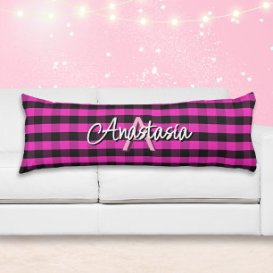 Coussins Longs Buffle rose Noir Rustique Vérifier Plaid Monogramm
