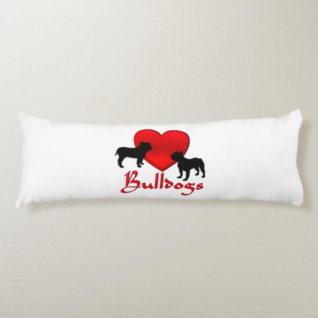 Coussins Longs Bulldogs de coeur (Devant)