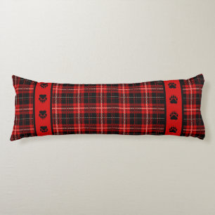 Coussins Longs Cabine Ours rouge et noir plaid