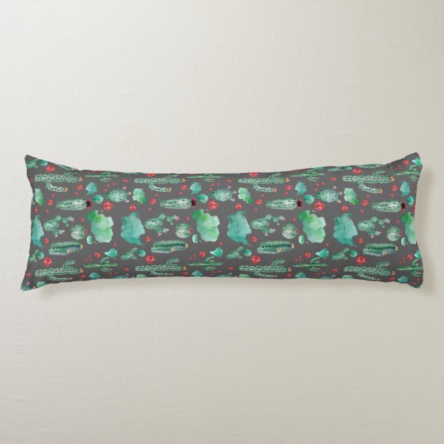 Coussins Longs cactus and ladybutern pattern - black background (Devant)