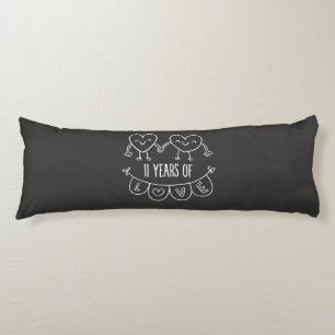 Coussins Longs Cadeau 11e anniversaire coeurs de craie