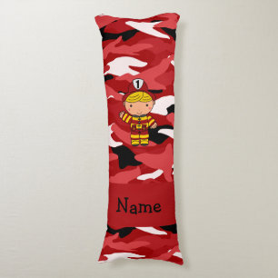 Coussins Longs Camo nommé personnalisé de rouge de pompier
