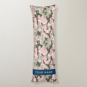 Coussins Longs Camouflage rose et vert Votre nom Personnalisez