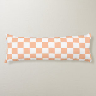 Coussins Longs Carrés à carreaux pêche orange blanc géométrique