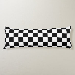 Coussins Longs Carrés à damiers noir et blanc géométrique rétro