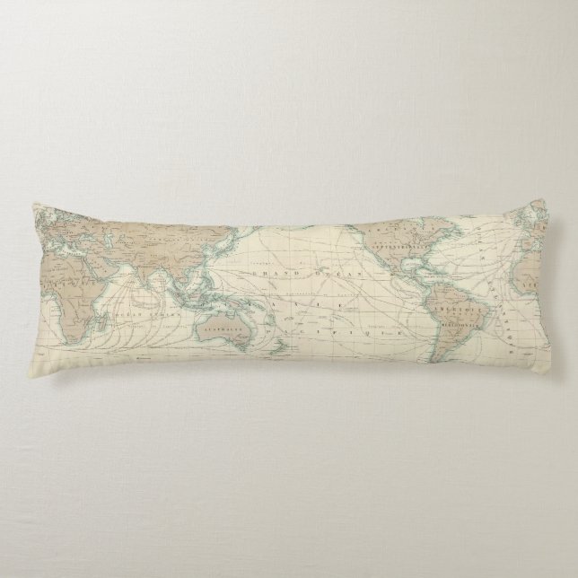 Coussins Longs Carte du monde des canaux d'expédition (Devant)