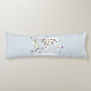 Coussins Longs Carte du monde pour enfants Animaux