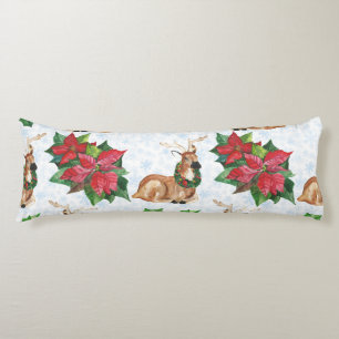 Coussins Longs Cerfs De Bois En Aquarelle Noël